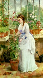 Junge Dame in einem Wintergarten